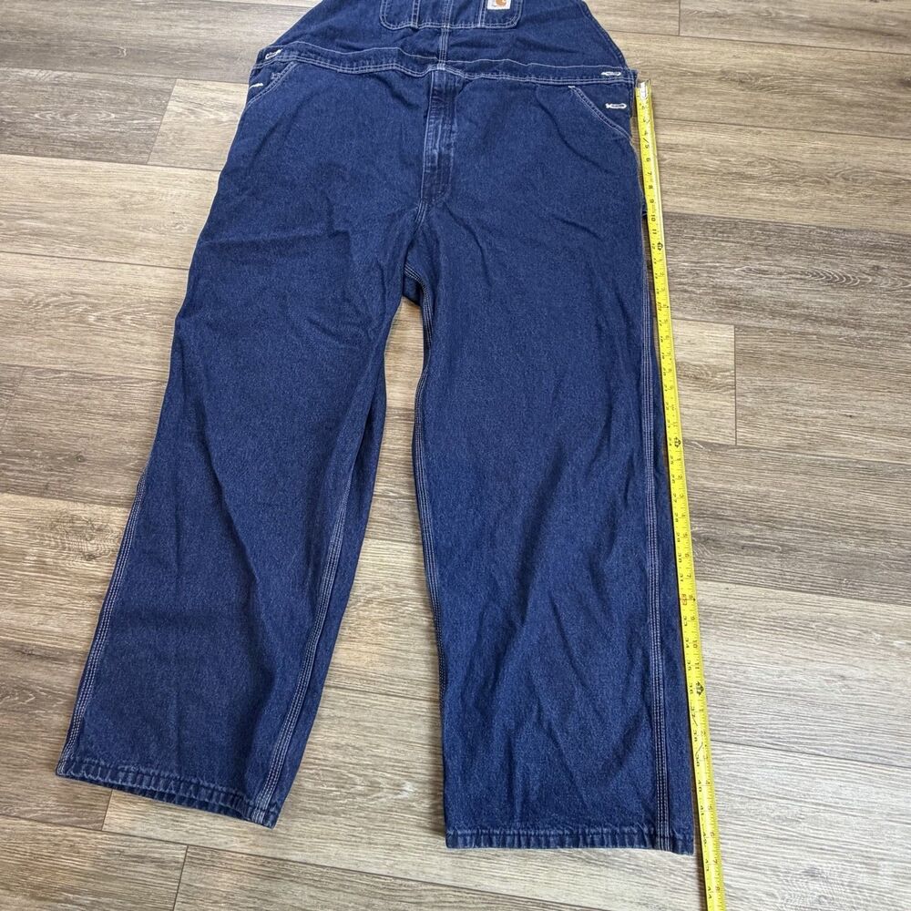 Carhartt Overalls Mens Size 48x30 Blue Denim Bib Carpenter Workwear R07-DST - Picture 7 of 12